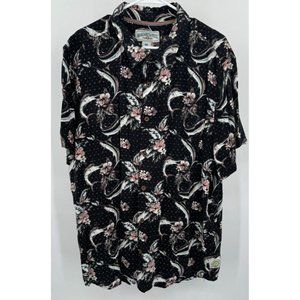 Margaritaville Short Sleeve Shirt Black Floral Marlin Mens Sz XL